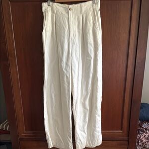 Madewell White Wide-Leg Pleated Pants